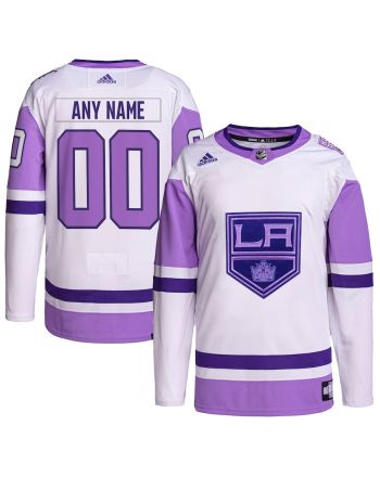 Los Angeles Kings Hockey Fights Cancer Primegreen Custom Men Jersey - White/Purple