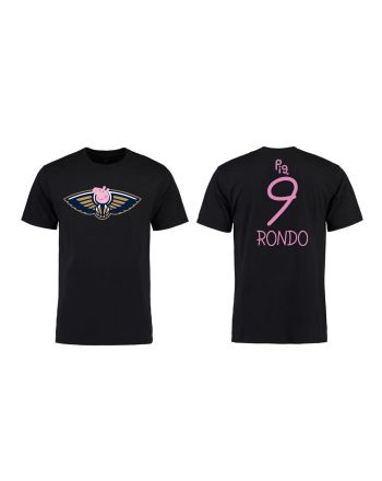 Rajon Rondo 9 New Orleans Pelicans Pig Print T-Shirt - Black