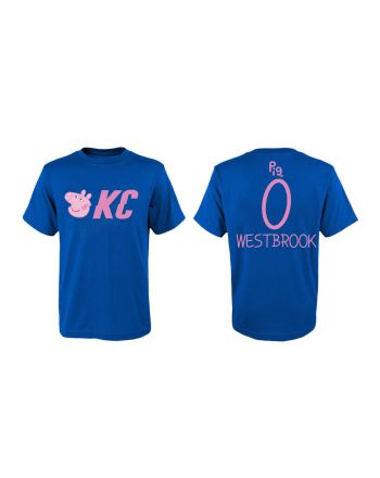 Russell Westbrook 0 Oklahoma City Thunder Pig Print T-Shirt - Blue