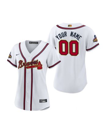 Women's Custom 00 Atlanta Braves White 2022-23 Gold Program Jersey