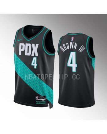 Portland Trail Blazers Greg Brown III 4 2022-23 City Edition Black Jersey Swingman