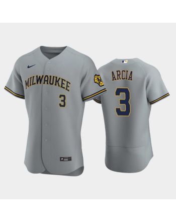 Milwaukee Brewers 3 Orlando Arcia Road Team Gray Jersey Jersey