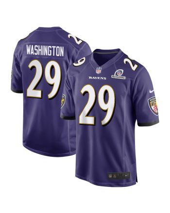 Ar'Darius Washington 29 Baltimore Ravens 2024 Divisional Patch Game Men Jersey - Purple