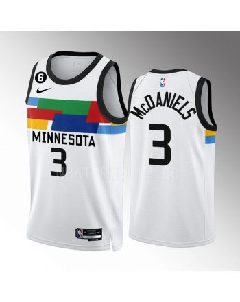 Jaden McDaniels 3 Minnesota Timberwolves City Edition White Men Jersey 2022-23 Swingman