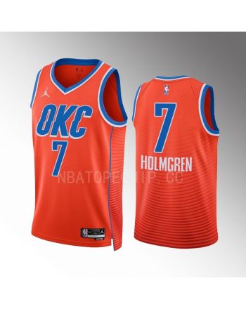 Chet Holmgren 7 Oklahoma City Thunder Orange Men Jersey 2022-23 Statement Edition Swingman