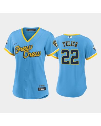 Christian Yelich 22 Milwaukee Brewers Powder Blue 2022-23 City Connect Women's Jersey