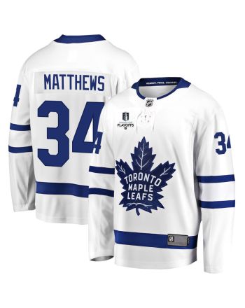 Auston Matthews 34 Toronto Maple Leafs Stanley Cup 2023 Playoffs Patch Away Breakaway Men Jersey - White