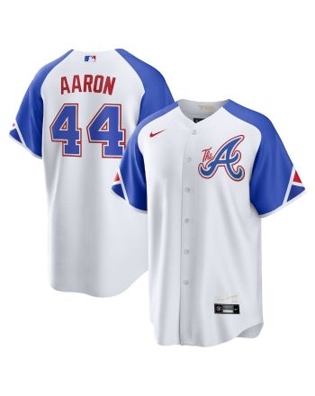 Hank Aaron 44 Atlanta Braves 2023 City Connect Men Jersey - White