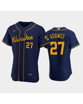 Milwaukee Brewers 27 Willy Adames Alternate Team Navy Jersey Jersey