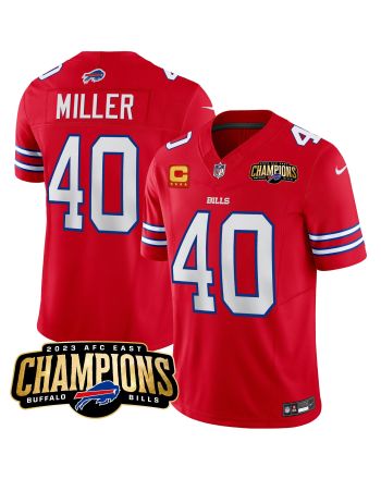 Von Miller 40 Buffalo Bills 2023 AFC East Champions Patch Game Men Jersey - Red