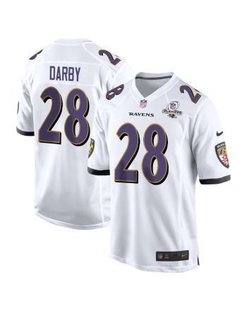 Ronald Darby 28 Baltimore Ravens 2023 Playoffs Patch Game Men Jersey - White