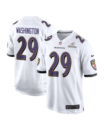 Ar'Darius Washington 29 Baltimore Ravens 2024 Divisional Patch Game Men Jersey - White