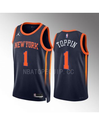 New York Knicks Obi Toppin 1 2022-23 Statement Edition Navy Men Jersey Swingman