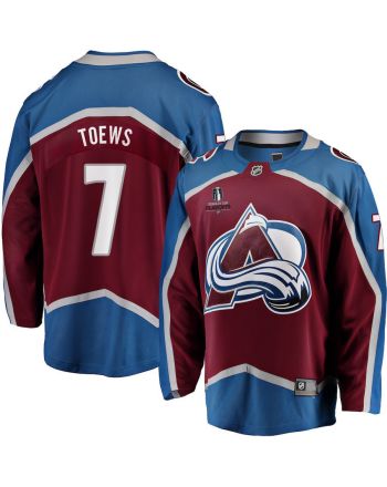 Devon Toews 7 Colorado Avalanche Stanley Cup 2023 Playoffs Patch Home Breakaway Men Jersey - Burgundy