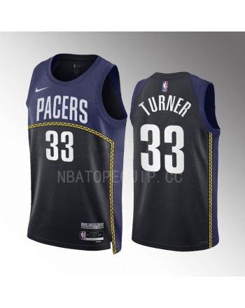 Myles Turner 33 Indiana Pacers 2022-23 City Edition Black Navy Jersey Swingman