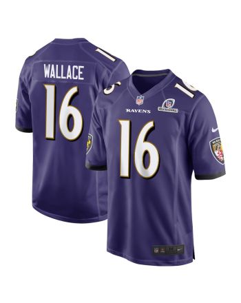 Tylan Wallace 16 Baltimore Ravens 2024 Divisional Patch Game Men Jersey - Purple