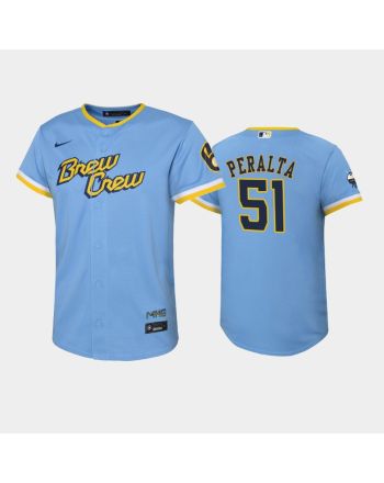 2022-23 City Connect Youth Milwaukee Brewers Freddy Peralta 51 Freddy Peralta Jersey - Powder Blue