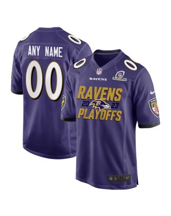 Baltimore Ravens 2023 Playoffs Iconic Game Men Custom Jersey - Purple