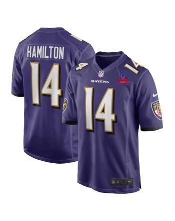 Kyle Hamilton 14 Baltimore Ravens 2024 Pro Bowl Patch Game Men Jersey - Purple