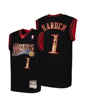 James Harden 1 Philadelphia 76ers Python Skin Black Jersey 2022 New Number - Men Jersey