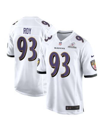 Bravvion Roy 93 Baltimore Ravens 2024 Divisional Patch Game Men Jersey - White