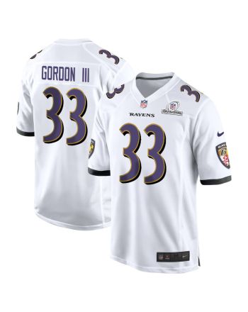 Melvin Gordon III 33 Baltimore Ravens 2024 Divisional Patch Game Men Jersey - White