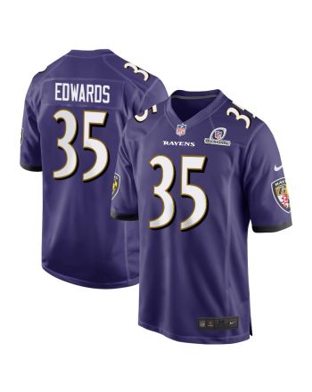 Gus Edwards 35 Baltimore Ravens 2024 Divisional Patch Game Men Jersey - Purple