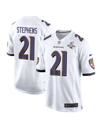 Brandon Stephens 21 Baltimore Ravens 2023 Playoffs Patch Game Men Jersey - White