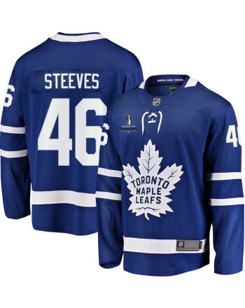 Alex Steeves 46 Toronto Maple Leafs Stanley Cup 2023 Playoffs Patch Home Breakaway Men Jersey - Blue