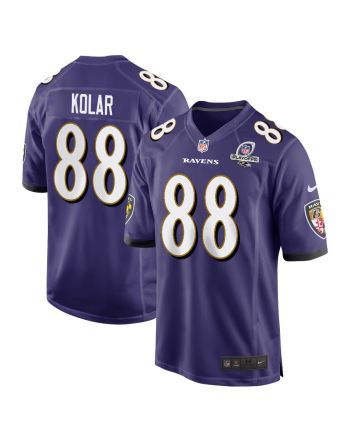 Charlie Kolar 88 Baltimore Ravens 2023 Playoffs Patch Game Men Jersey - Purple