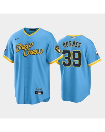 Men's Milwaukee Brewers 39 Corbin Burnes 2022-23 City Connect Powder Blue Jersey