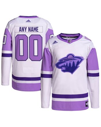 Minnesota Wild Hockey Fights Cancer Primegreen Custom Men Jersey - White/Purple