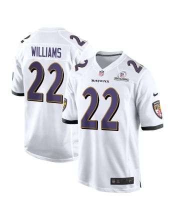 Damarion Williams 22 Baltimore Ravens 2024 Divisional Patch Game Men Jersey - White