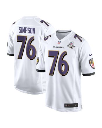 John Simpson 76 Baltimore Ravens 2023 Playoffs Patch Game Men Jersey - White