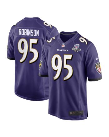 Tavius Robinson 95 Baltimore Ravens 2023 Playoffs Patch Game Men Jersey - Purple