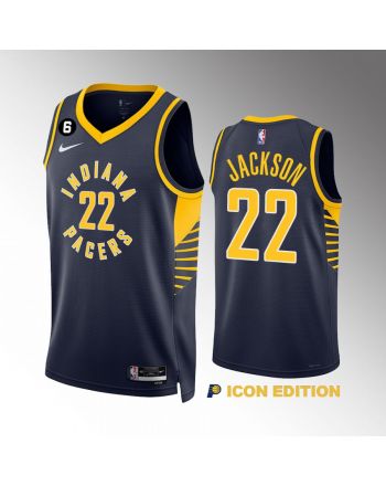 Isaiah Jackson 22 Indiana Pacers Navy Icon Edition 2022-23 Men Jersey Swingman