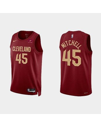 Cleveland Cavaliers 45 Donovan Mitchell 2022-23 Icon Edition Wine Men Jersey