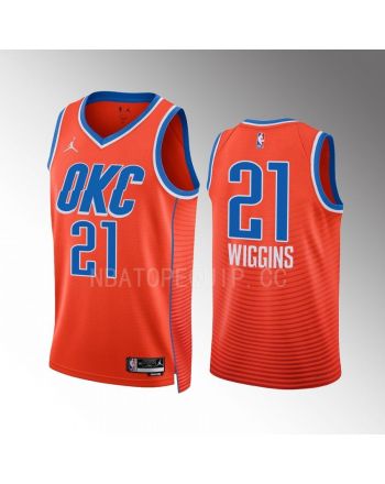 Aaron Wiggins 21 Oklahoma City Thunder Orange Men Jersey 2022-23 Statement Edition Swingman