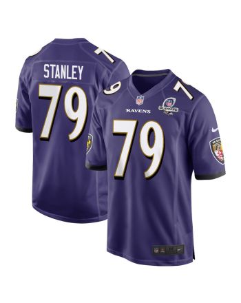 Ronnie Stanley 79 Baltimore Ravens 2023 Playoffs Patch Game Men Jersey - Purple