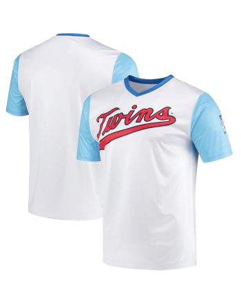 Men's Stitches White Minnesota Twins Cooperstown Collection Wordmark V-Neck Jersey Jersey