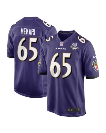 Patrick Mekari 65 Baltimore Ravens 2023 Playoffs Patch Game Men Jersey - Purple