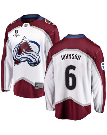 Erik Johnson 6 Colorado Avalanche Stanley Cup 2023 Playoffs Patch Away Breakaway Men Jersey - White