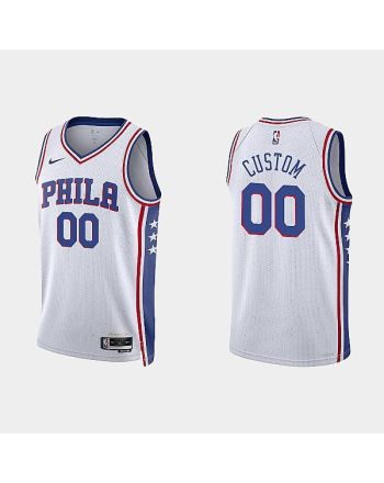 Philadelphia 76ers Custom 00 2022-23 Association Edition White Men Jersey Swingman