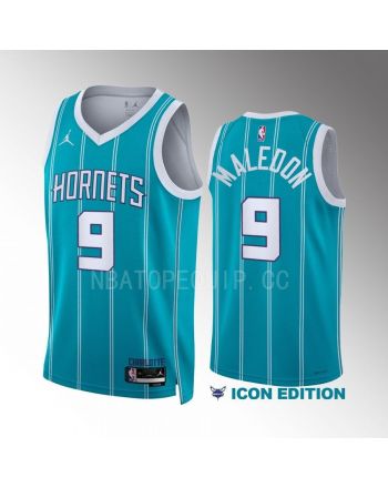 Charlotte Hornets Theo Maledon 9 2022-23 Icon Edition Teal Men Jersey Swingman