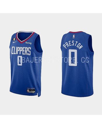 Los Angeles Clippers 0 Jason Preston 2022-23 Icon Edition Blue Men Jersey