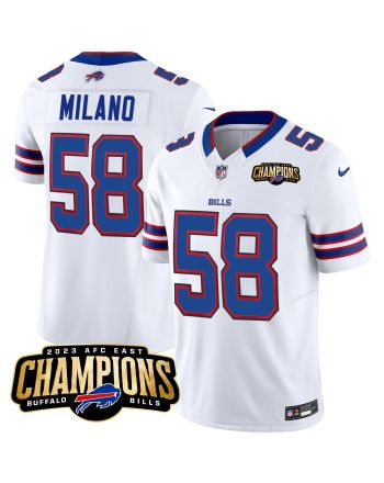 Matt Milano 58 Buffalo Bills 2023 AFC East Champions Patch Game Men Jersey - White