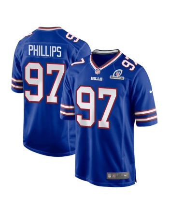 Jordan Phillips 97 Buffalo Bills 2024 Divisional Patch Game Men Jersey - Royal