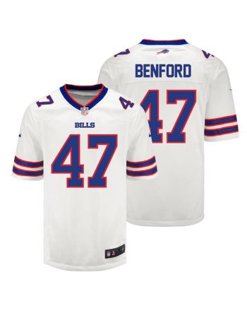 Christian Benford 47 Buffalo Bills Men Away Game Jersey - White