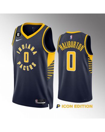 Tyrese Haliburton 0 Indiana Pacers Navy Icon Edition 2022-23 Men Jersey Swingman