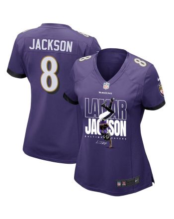 Lamar Jackson 8 Baltimore Ravens Lamar the Merrier Women Game Jersey - Purple